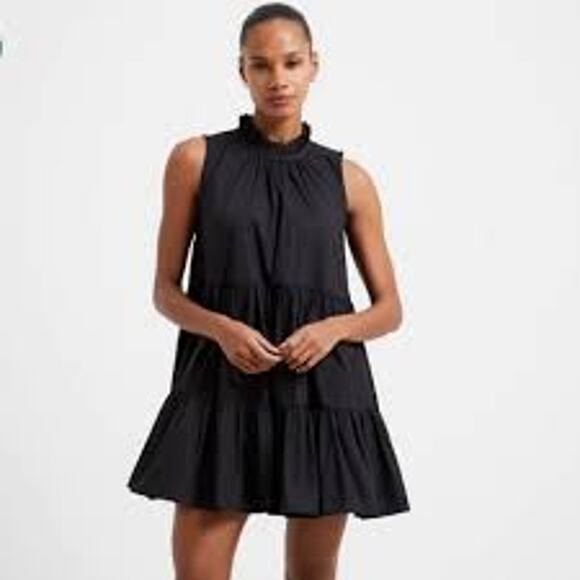 MONICA NERA Dresses & Skirts - MONICA NERA Tiered Dress FEMININE SUSTAINABLE FASH Cotton NWT Sz XL Black Poplin